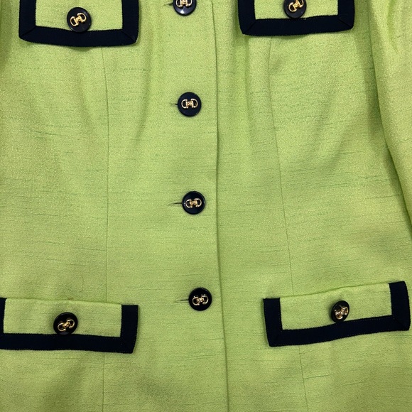 Vintage M Daquin Paris Light Green Skirt Suit Set Cotton Rayon Jacket & Skirt - Picture 3 of 8